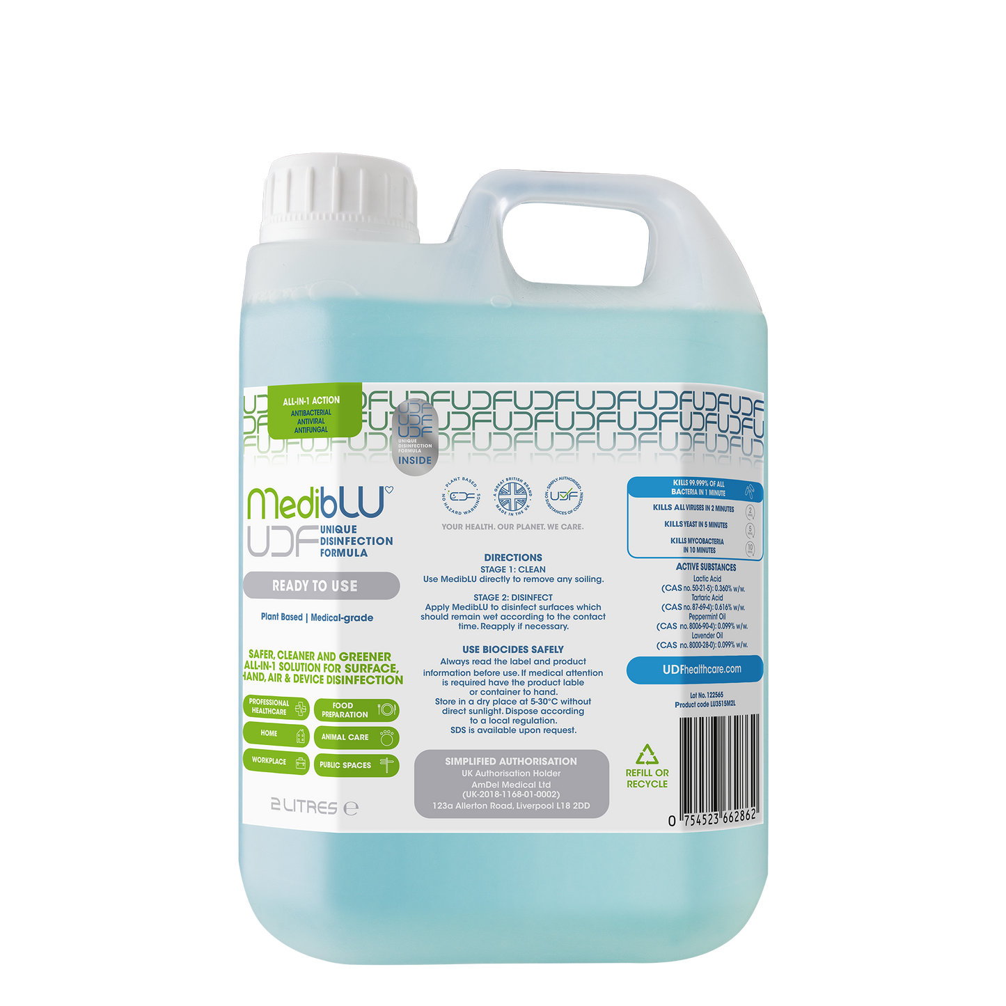 Antibacterial & Antiviral Hand & Surface Disinfectant 2L