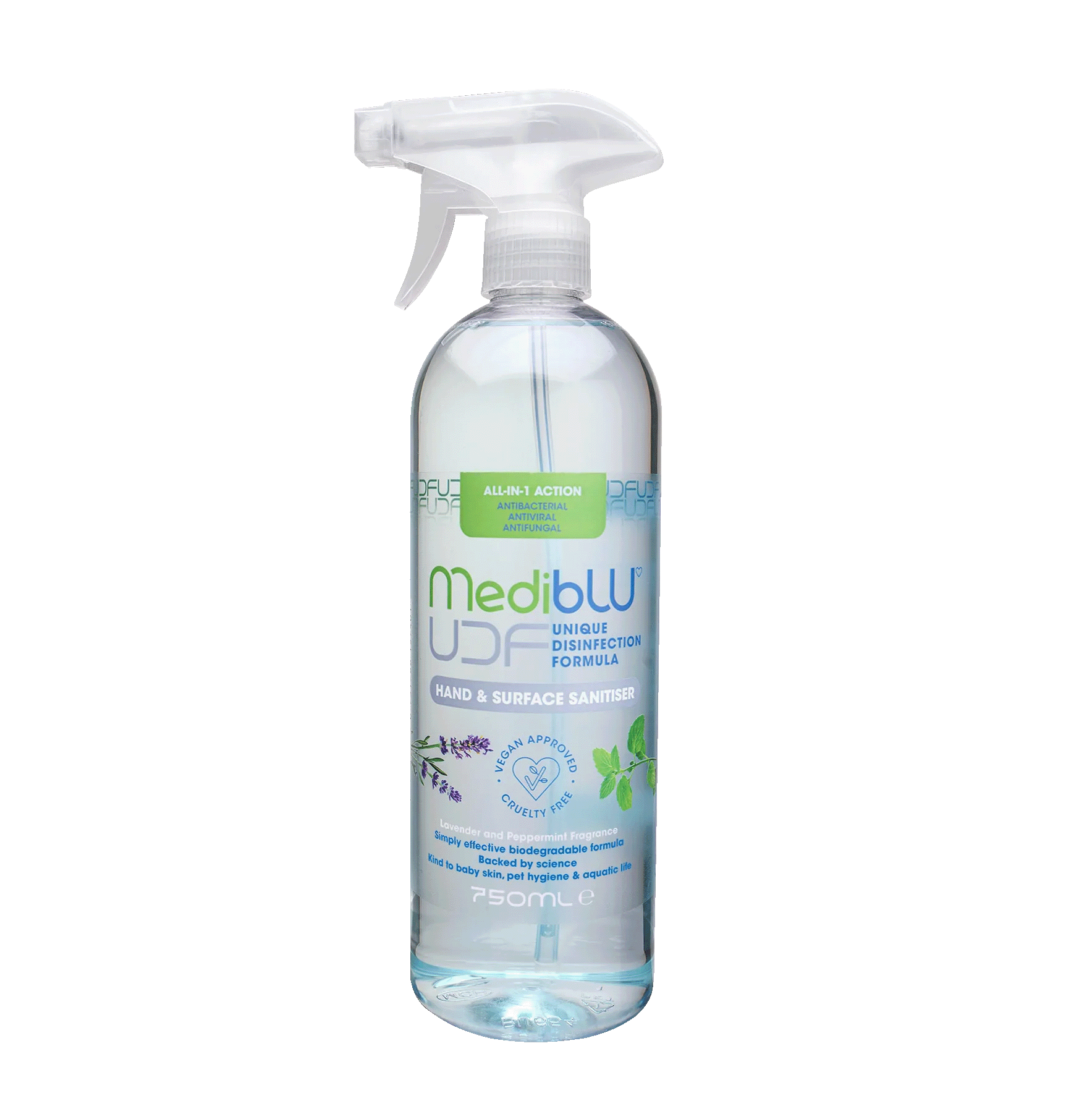 Udf Label All-in-1 Antibacterial & Antiviral Skin & Surface Sanitiser 750ml – UDF ...